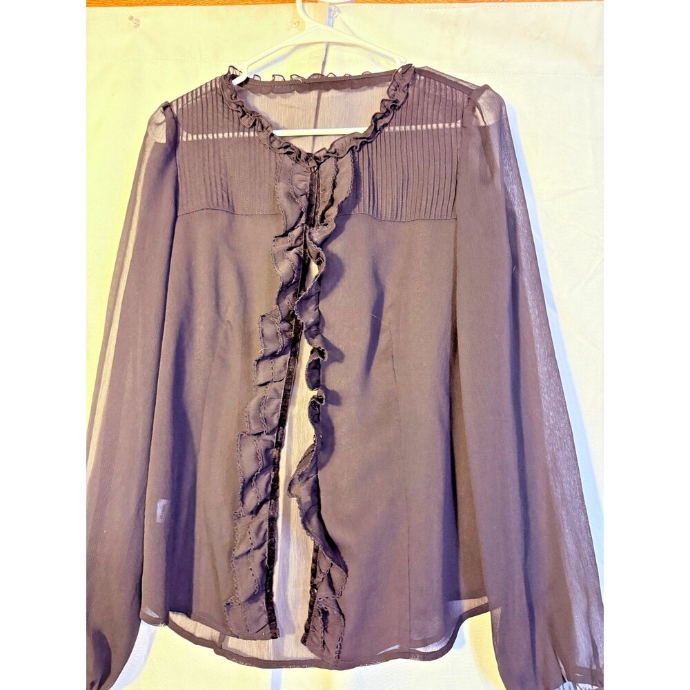 Dark Fairy Sheer Button Top Blouse Ruffles Goth Whimysgoth Women's Medium M Emo